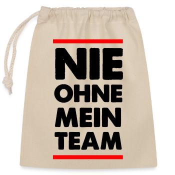 Nie Ohne Team - Verschließbarer Geschenkbeutel aus Baumwolle (25x30cm) - Natur - Vorne