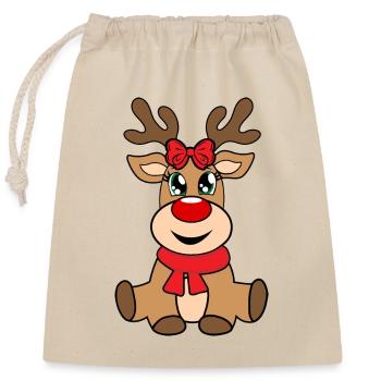 Reindeer Girl Noël Rudolph Noël - Sac cadeau en coton avec cordon (25 x 30 cm) - nature - Devant