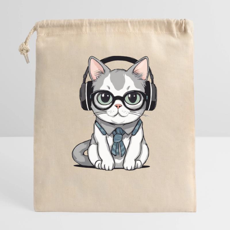 chat dev web Sac cadeau en coton avec cordon (25 x 30 cm)