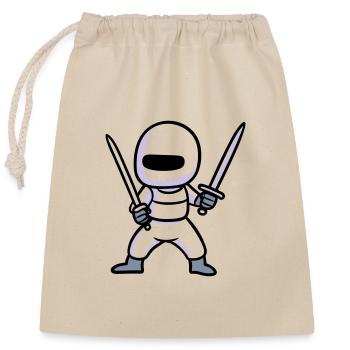Double épée Ninja - Sac cadeau en coton avec cordon (25 x 30 cm) - nature - Devant