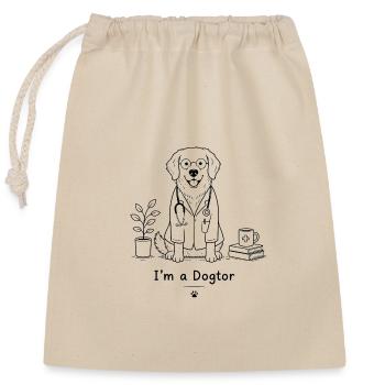 Tierarzt Hund im Strichstil - Verschließbarer Geschenkbeutel aus Baumwolle (25x30cm) - Natur - Vorne