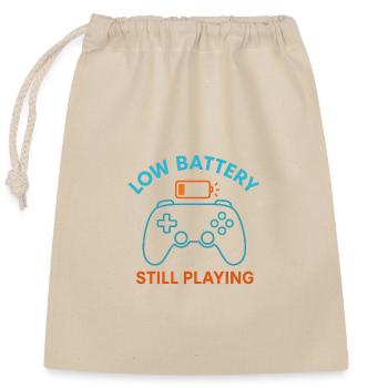Batterie faible Continuez à jouer - Sac cadeau en coton avec cordon (25 x 30 cm) - nature - Devant