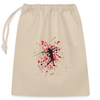 Javelin throw on a red and black background - Closable cotton gift bag (25x30cm) - nature - Front