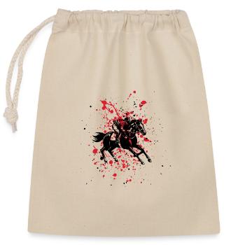  Jockey rouge sur noir - Sac cadeau en coton avec cordon (25 x 30 cm) - nature - Devant