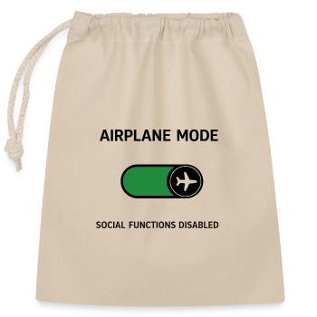 AIRPLANE MODE | Social Functions Disabled - Closable cotton gift bag (25x30cm) - nature - Front