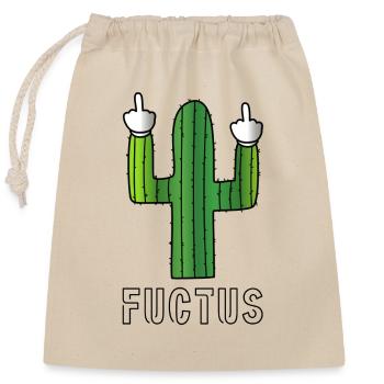Fuctus Cactus Funny F-off - Verschließbarer Geschenkbeutel aus Baumwolle (25x30cm) - Natur - Vorne