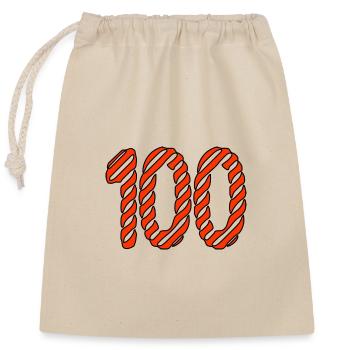 100. 100 YEARS. 100th ANNIVERSARY. 100 BIRTHDAY - Closable cotton gift bag (25x30cm) - nature - Front