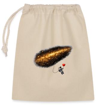 Astronaute dans le cosmos avec un ballon en forme de cœur - Sac cadeau en coton avec cordon (25 x 30 cm) - nature - Devant