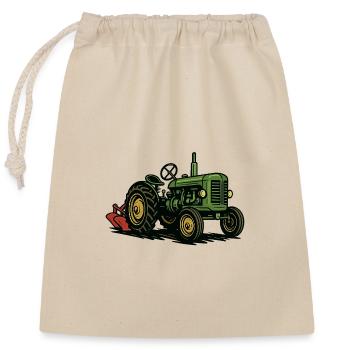 Green tractor in the light of agriculture - Closable cotton gift bag (25x30cm) - nature - Front