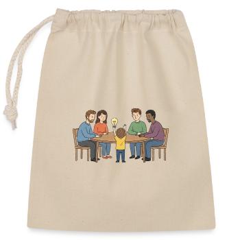 Idée collective autour d'une table - Sac cadeau en coton avec cordon (25 x 30 cm) - nature - Devant