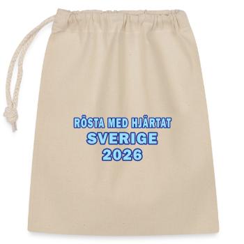 Votez avec votre cœur Suède 2026 - Sac cadeau en coton avec cordon (25 x 30 cm) - nature - Devant