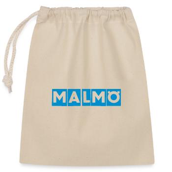 Malmö – Blue Text Design - Closable cotton gift bag (25x30cm) - nature - Front
