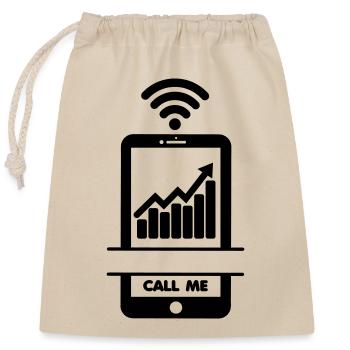 Résultats de l’entreprise en hausse? Appelle-moi! - Sac cadeau en coton avec cordon (25 x 30 cm) - nature - Devant