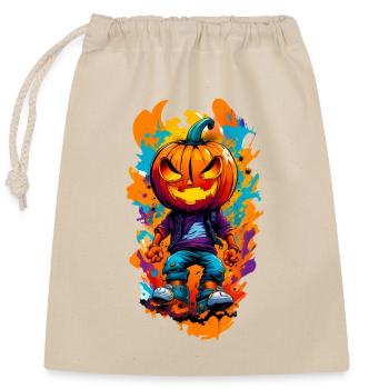Halloween Jack o Lantern 06 - Closable cotton gift bag (25x30cm) - nature - Front