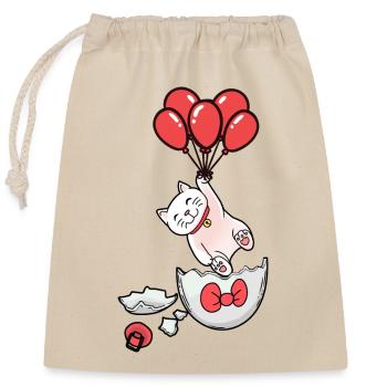 Katze Geburt Baby Luftballons Eierschale schlüpfen - Verschließbarer Geschenkbeutel aus Baumwolle (25x30cm) - Natur - Vorne