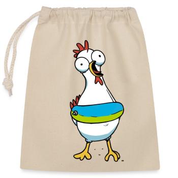 Chicken Chickens Swimming Ring Distress Swimmer - Closable cotton gift bag (25x30cm) - nature - Front