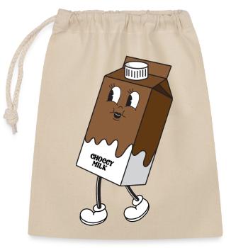 Choccy Milk - Retro Cartoon Chocolate Milk - Closable cotton gift bag (25x30cm) - nature - Front