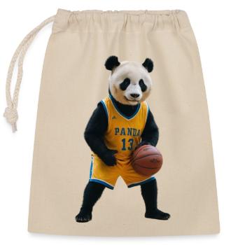 Sportlicher Panda - Verschließbarer Geschenkbeutel aus Baumwolle (25x30cm) - Natur - Vorne