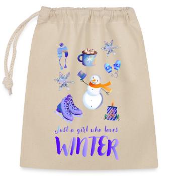 Just a girl who loves winter - Verschließbarer Geschenkbeutel aus Baumwolle (25x30cm) - Natur - Vorne