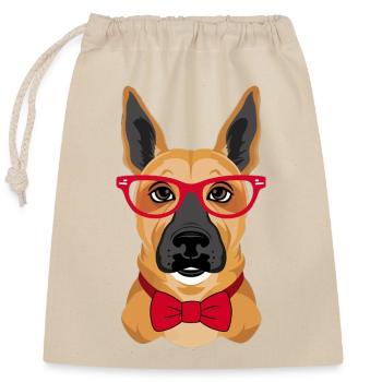 Intelligentes Hündchen: Elegantes Hundedesign - Verschließbarer Geschenkbeutel aus Baumwolle (25x30cm) - Natur - Vorne