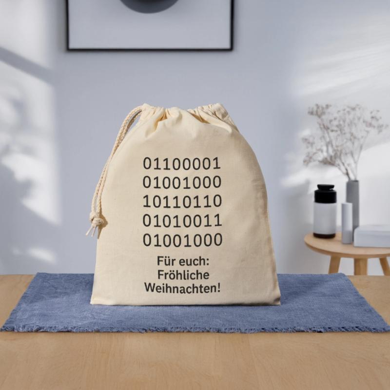 Binary Code Weihnachtszauber Verschließbarer Geschenkbeutel aus Baumwolle (25x30cm)