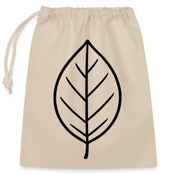Black leaf line design - Closable cotton gift bag (25x30cm) - nature - Front