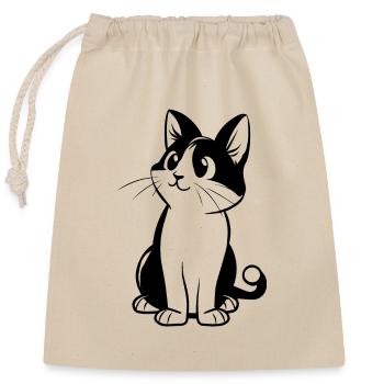 Katze Katzendame Katzenfreund Katzengesicht - Verschließbarer Geschenkbeutel aus Baumwolle (25x30cm) - Natur - Vorne