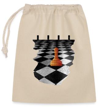 Pion orange sur un échiquier noir et blanc - Sac cadeau en coton avec cordon (25 x 30 cm) - nature - Devant