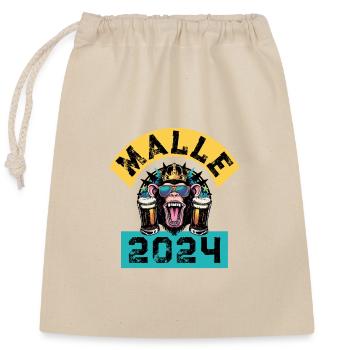 Malle 2024 Affe Party - Verschließbarer Geschenkbeutel aus Baumwolle (25x30cm) - Natur - Vorne