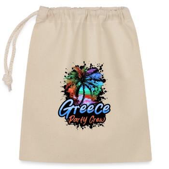 Greece Party Crew Vacation - Closable cotton gift bag (25x30cm) - nature - Front