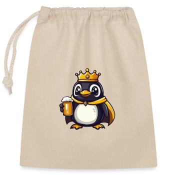 Pinguin Bier Lustig - Verschließbarer Geschenkbeutel aus Baumwolle (25x30cm) - Natur - Vorne
