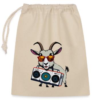 Boombox Ziege - Verschließbarer Geschenkbeutel aus Baumwolle (25x30cm) - Natur - Vorne