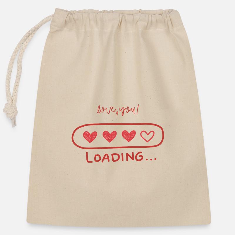 Herz-Loading Liebe - Verschließbarer Geschenkbeutel aus Baumwolle (25x30cm) - Natur