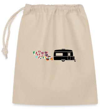 Caravane Road trip lover - Sac cadeau en coton avec cordon (25 x 30 cm) - nature - Devant