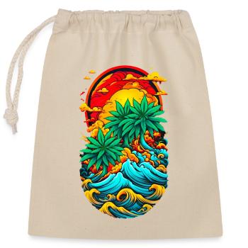 High waves 01 - Closable cotton gift bag (25x30cm) - nature - Front