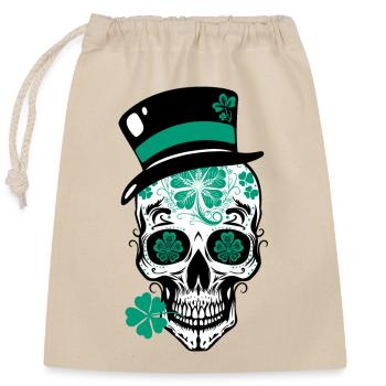 Crâne de sucre Saint-Patrick - Sac cadeau en coton avec cordon (25 x 30 cm) - nature - Devant