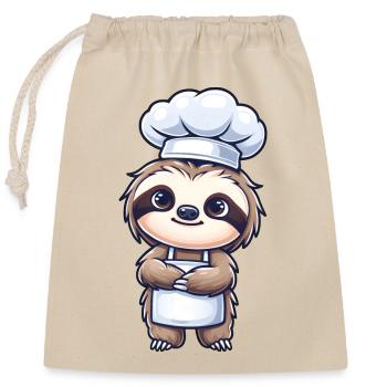 Mignon paresseux Chef Chef Artiste De Cuisine - Sac cadeau en coton avec cordon (25 x 30 cm) - nature - Devant
