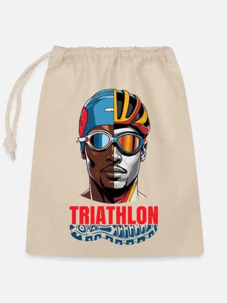 Triathlon - Verschließbarer Geschenkbeutel aus Baumwolle (25x30cm) - Natur