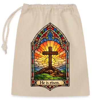 Auferstehung He is Risen Ostern Jesus - Verschließbarer Geschenkbeutel aus Baumwolle (25x30cm) - Natur - Vorne