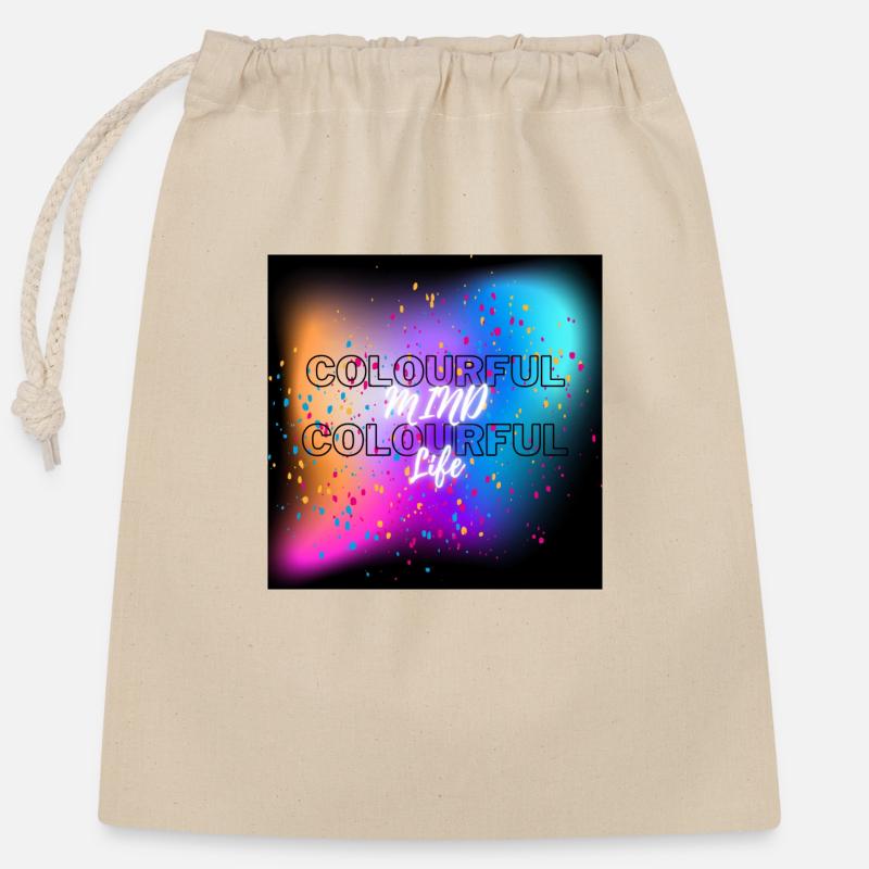 Colourful Mind Colourful Life tshirt - Verschließbarer Geschenkbeutel aus Baumwolle (25x30cm) - Natur