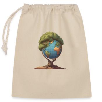 The Supporting Tree - Our World (Environmental Protection) - Closable cotton gift bag (25x30cm) - nature - Front