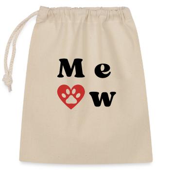 MEOW_LOVE - Verschließbarer Geschenkbeutel aus Baumwolle (25x30cm) - Natur - Vorne