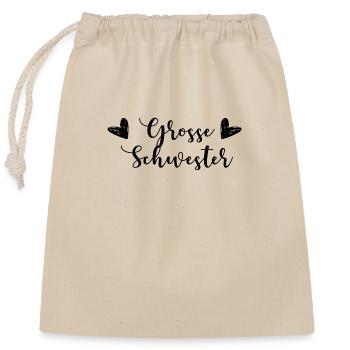 Grosse Schwester - Verschließbarer Geschenkbeutel aus Baumwolle (25x30cm) - Natur - Vorne