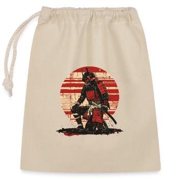 Red Samurai Battle Look,Ronin - Closable cotton gift bag (25x30cm) - nature - Front