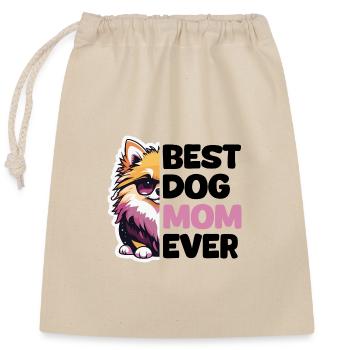 Meilleure maman de chien de tous les temps - Poméranie - Sac cadeau en coton avec cordon (25 x 30 cm) - nature - Devant