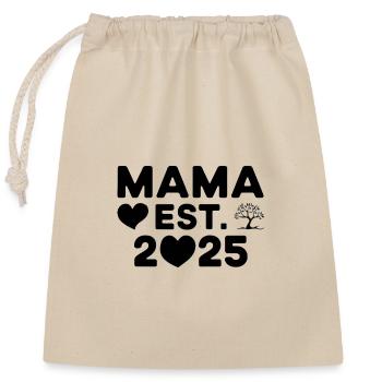 Mom est. 2025 / New Mom / Pregnant - Closable cotton gift bag (25x30cm) - nature - Front