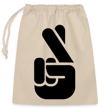 Crossed Fingers - Closable cotton gift bag (25x30cm) - nature - Front