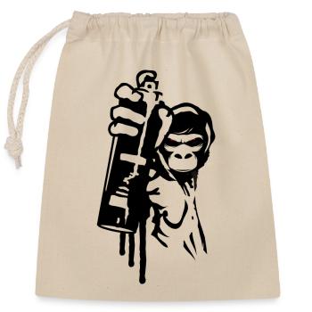 sprayer gorille d’art de rue cool dans le style graffiti - Sac cadeau en coton avec cordon (25 x 30 cm) - nature - Devant