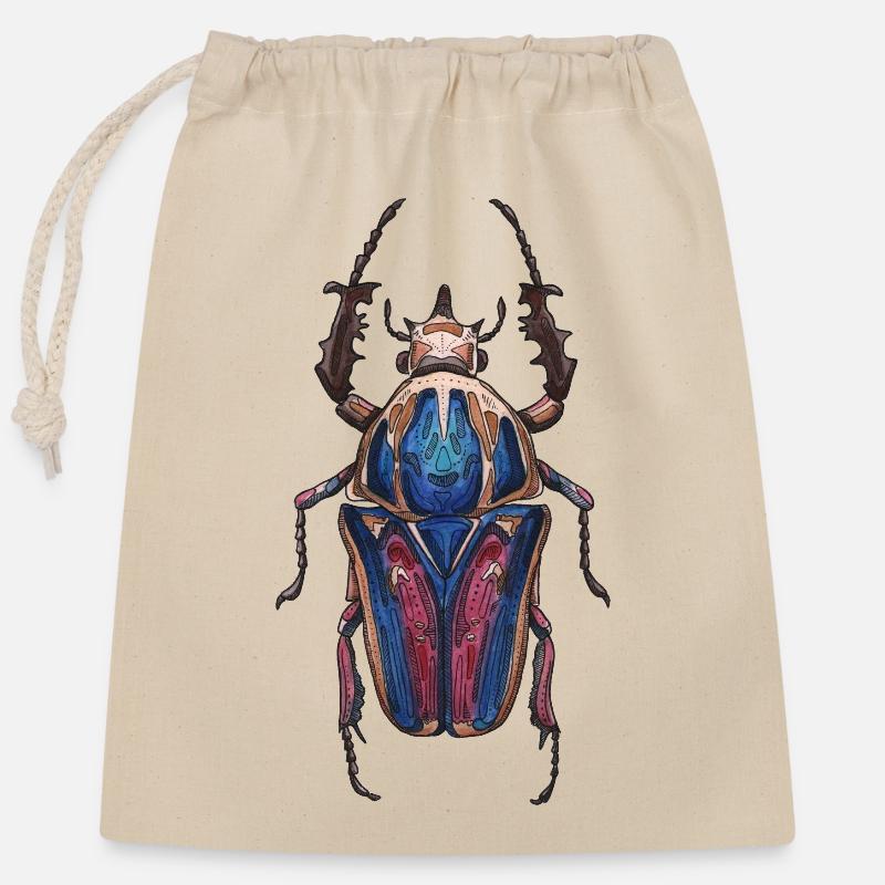 Big Beetle Stag - cerf géant - Sac cadeau en coton avec cordon (25 x 30 cm) - nature