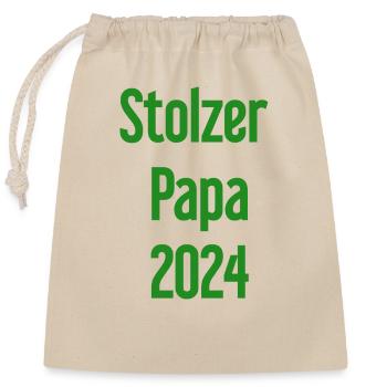 Proud Dad 2024 – for new fathers - Closable cotton gift bag (25x30cm) - nature - Front